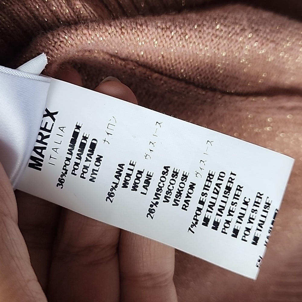 Marani Metallic Oversized Knit Wool Blend Sweater with Enamel Necklace Detail - Picture 5 of 10